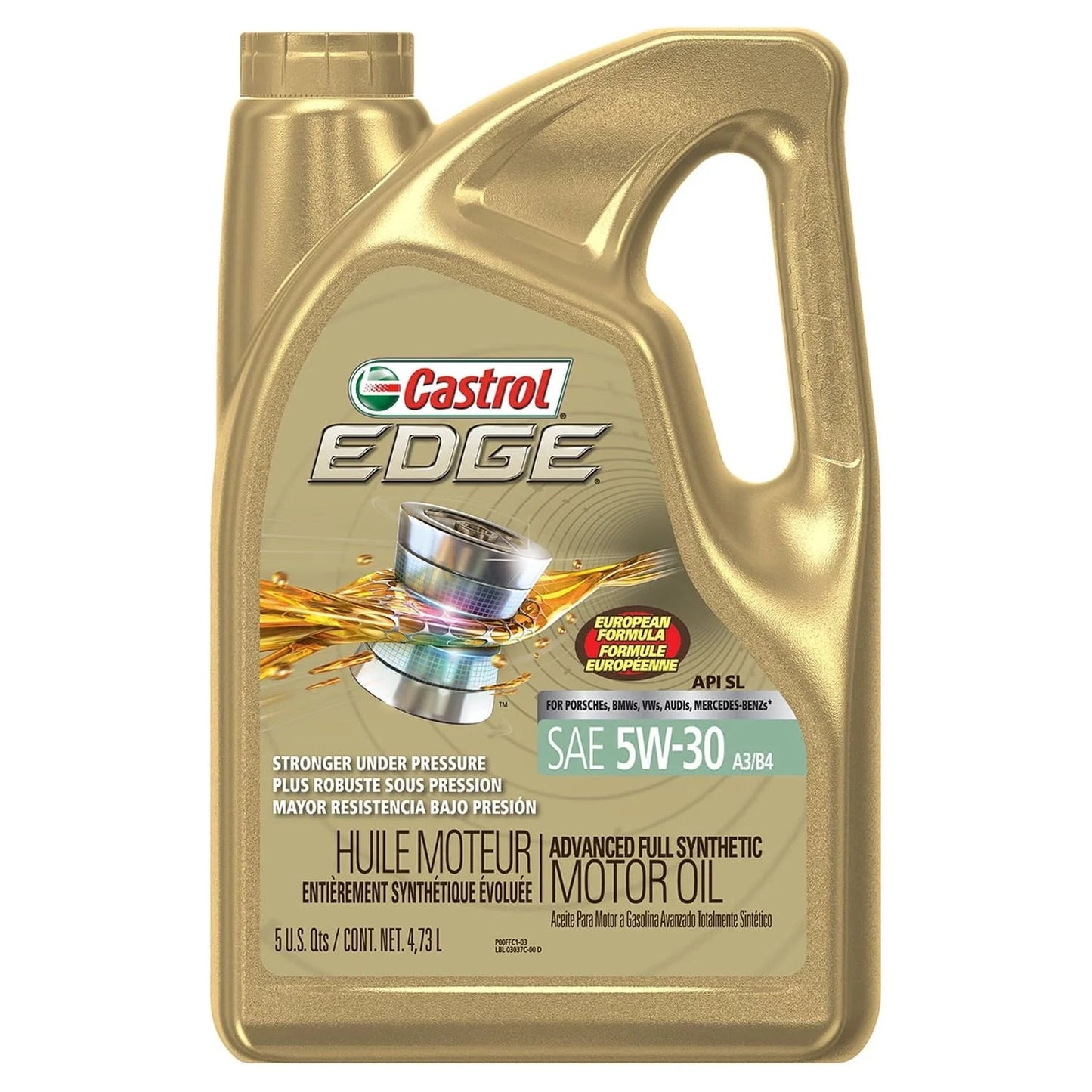EDGE Euro 5W-30 A3/B4 Advanced Full Synthetic Motor Oil, 5 Quarts