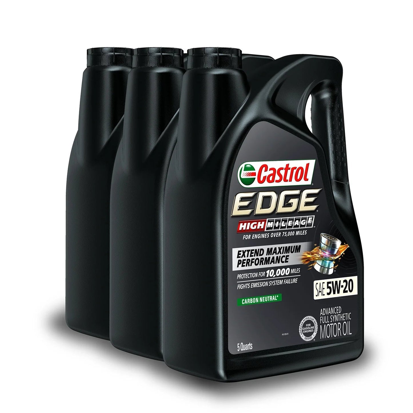 Edge High Mileage 5W-20 Advanced Full Synthetic Motor Oil, 5 Quarts, Case of 3