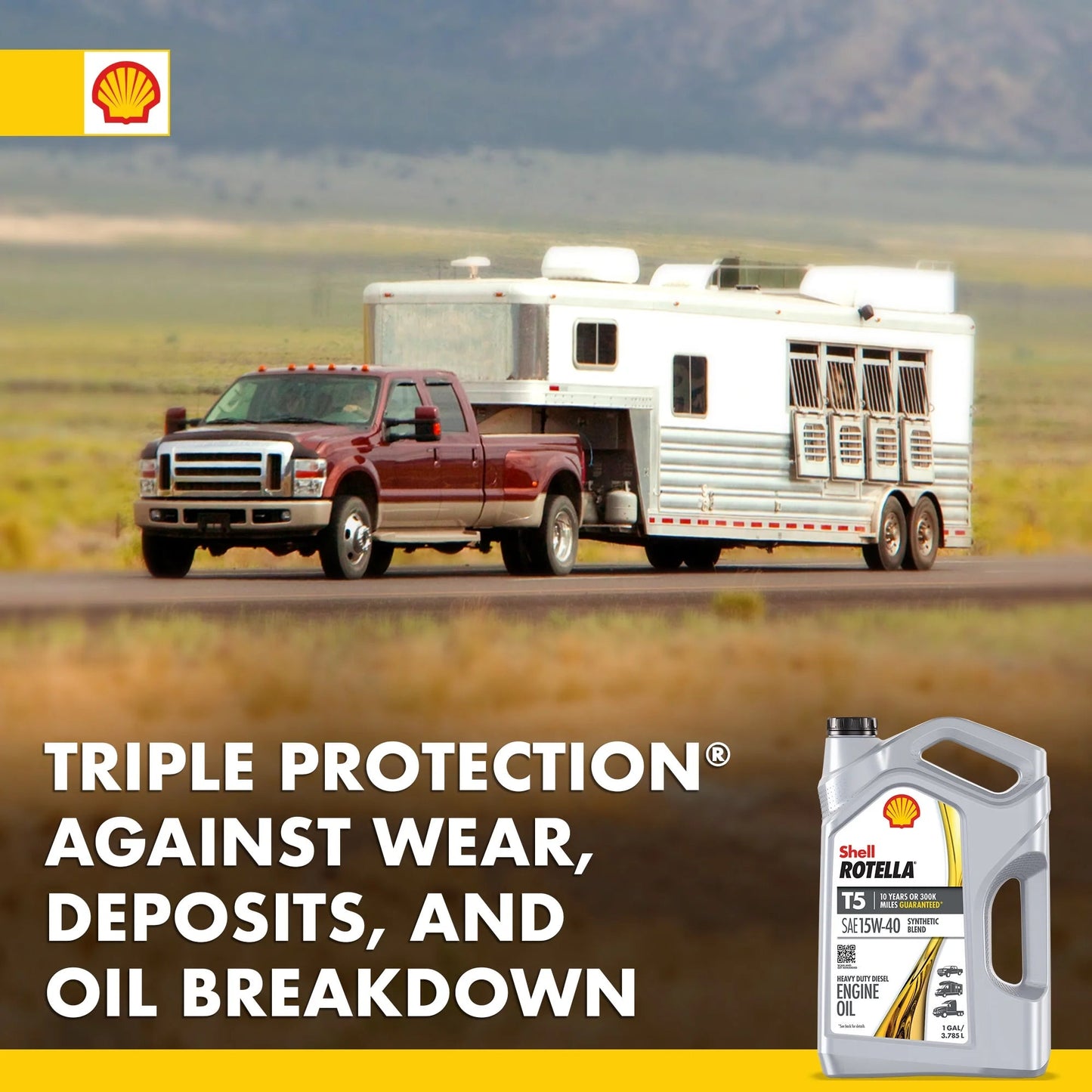 Shell T5 Synthetic Blend 15W-40 Diesel Engine Oil, 1 Gallon