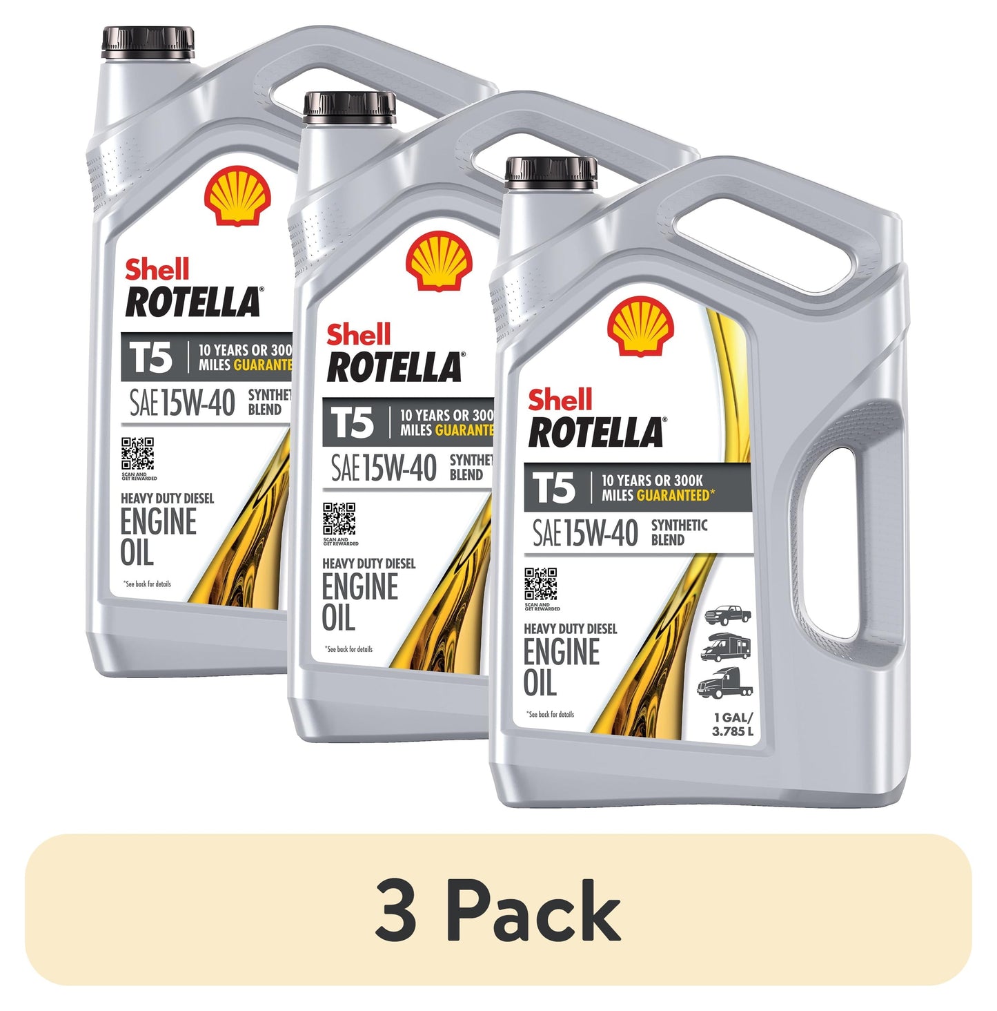 Shell T5 Synthetic Blend 15W-40 Diesel Engine Oil, 1 Gallon