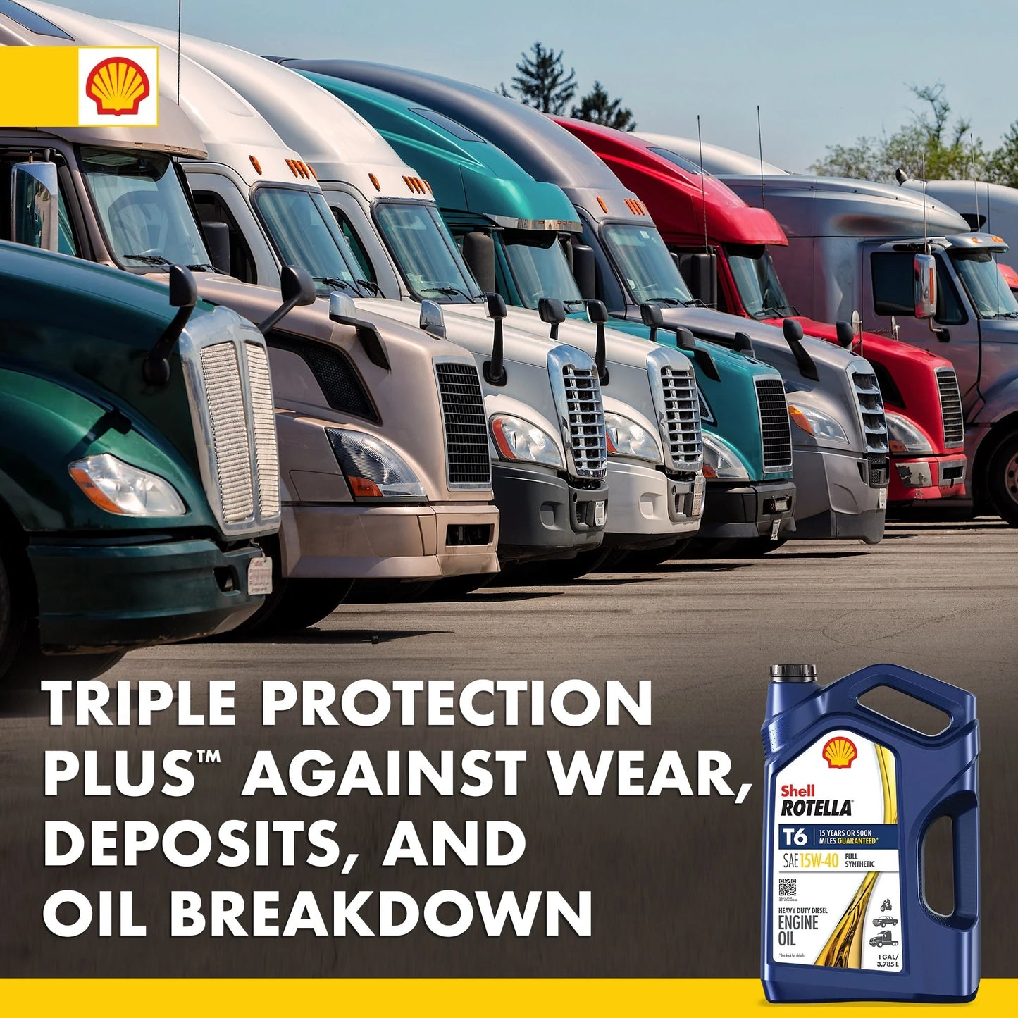 (3 Pack) Shell T6 Full Synthetic 15W-40 Motor Oil, 1 Gallon (3 Pack)