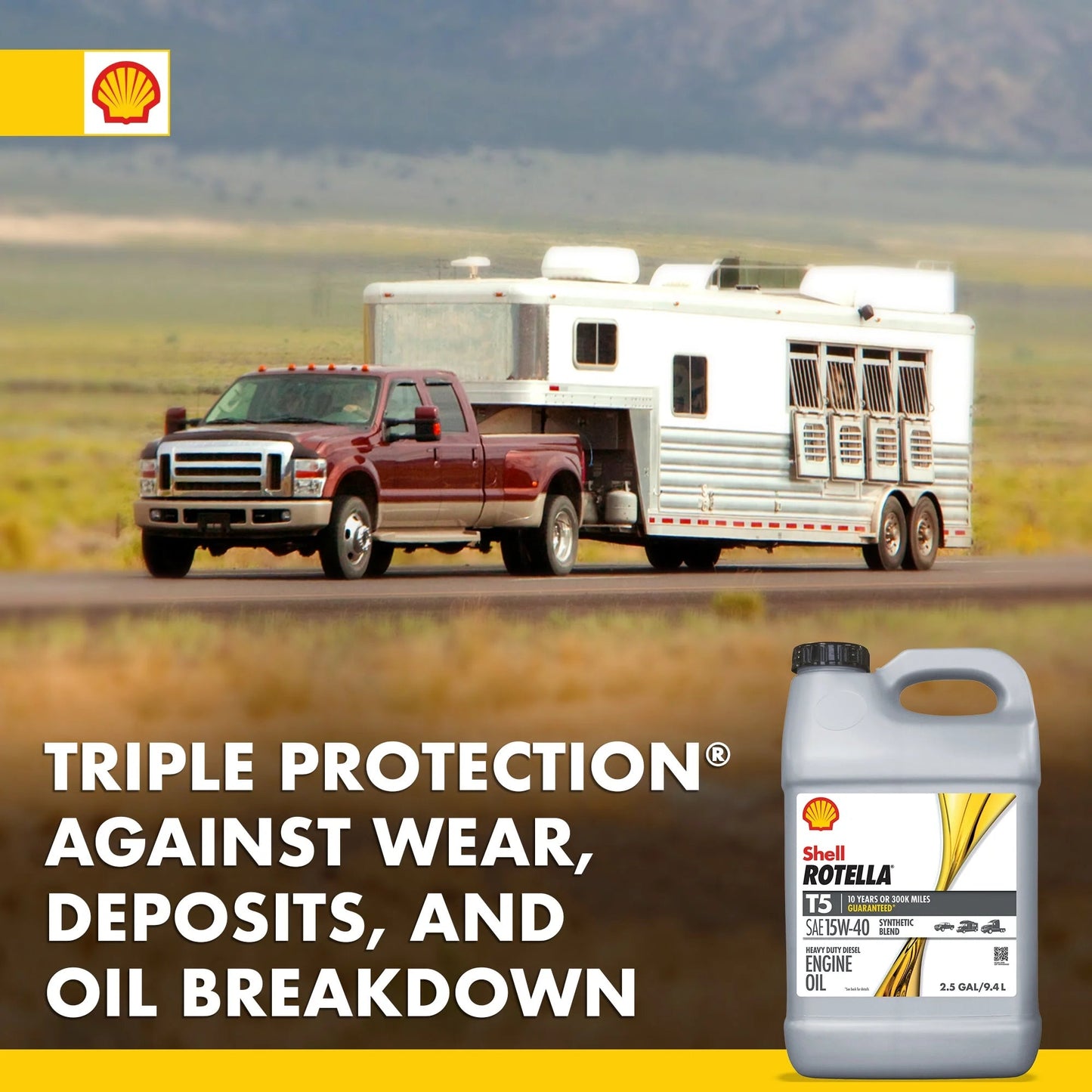 Shell T5 Synthetic Blend 15W-40 Diesel Engine Oil, 2.5 Gallon