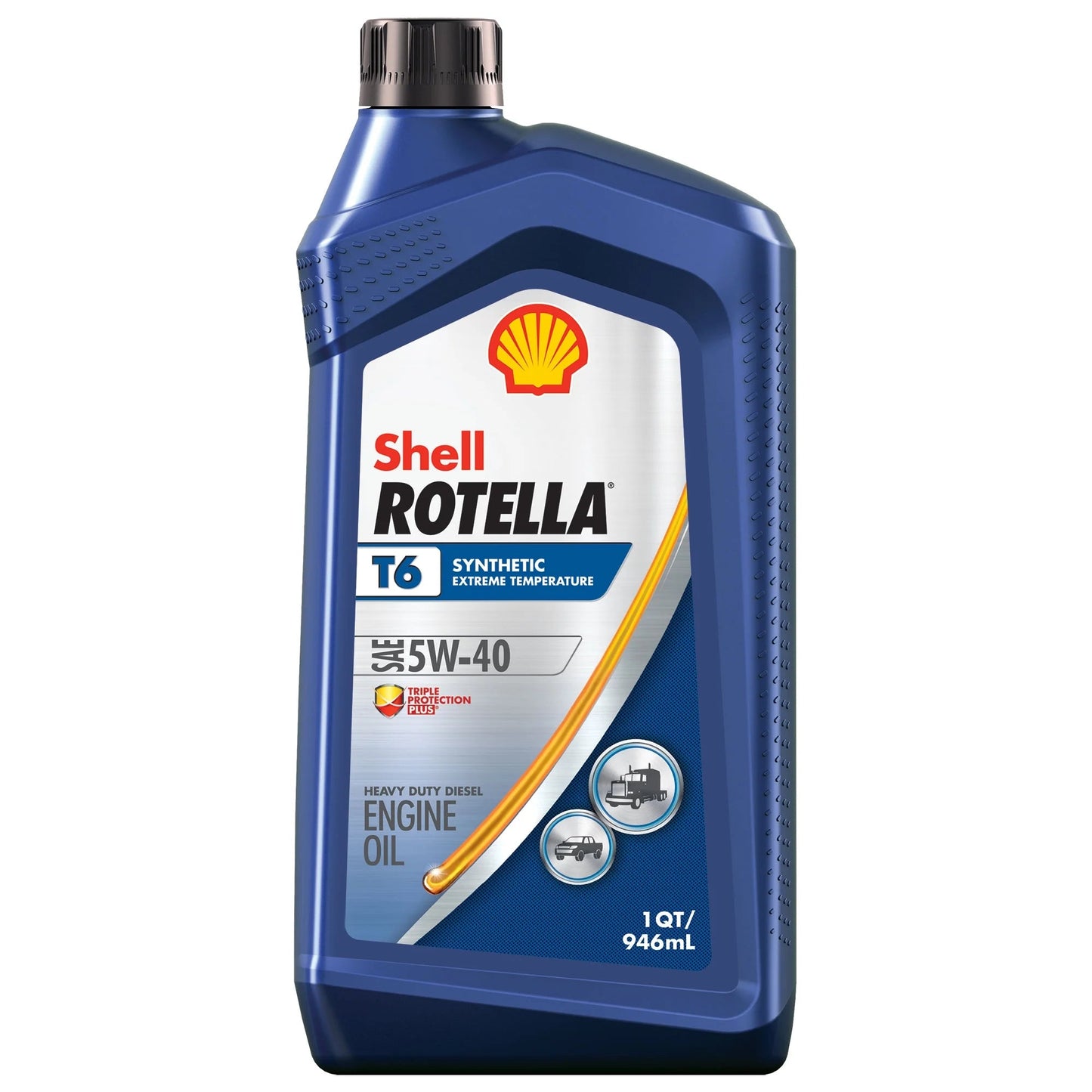 Shell T6 5W-40 Full Synthetic Diesel Engine Oil, 1Qt, 6-Pack