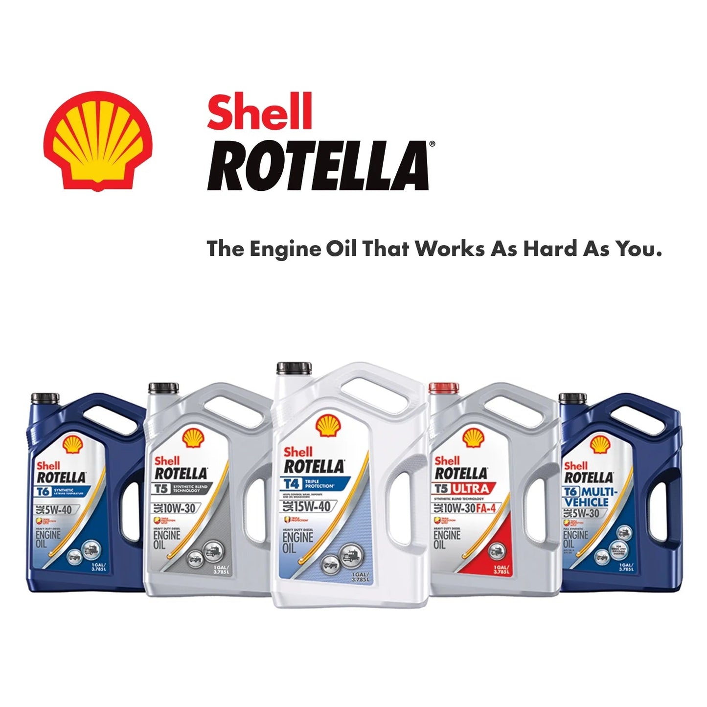 Shell T6 5W-40 Full Synthetic Diesel Engine Oil, 1Qt, 6-Pack