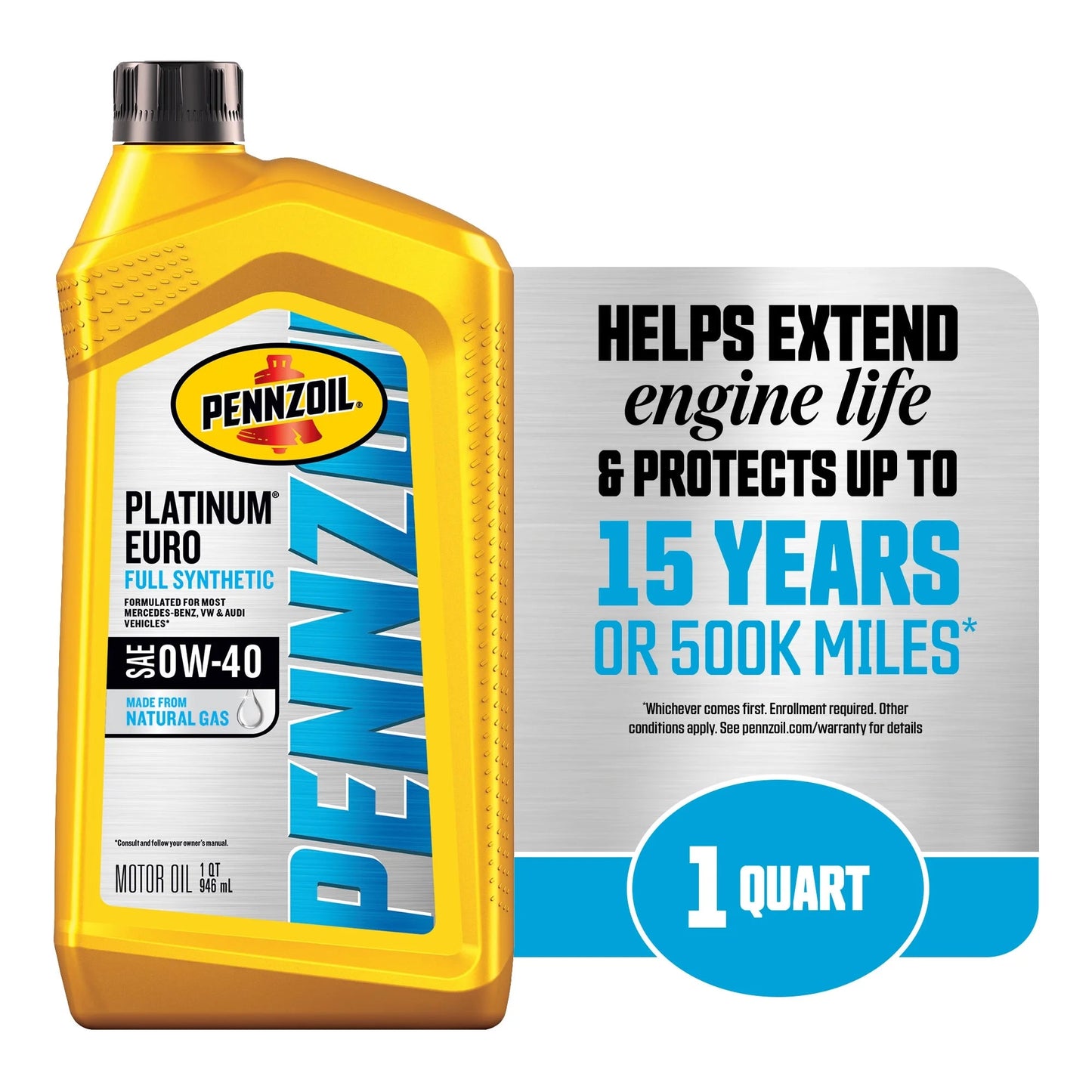 Platinum Euro Full Synthetic 0W-40 Motor Oil, 1 Quart