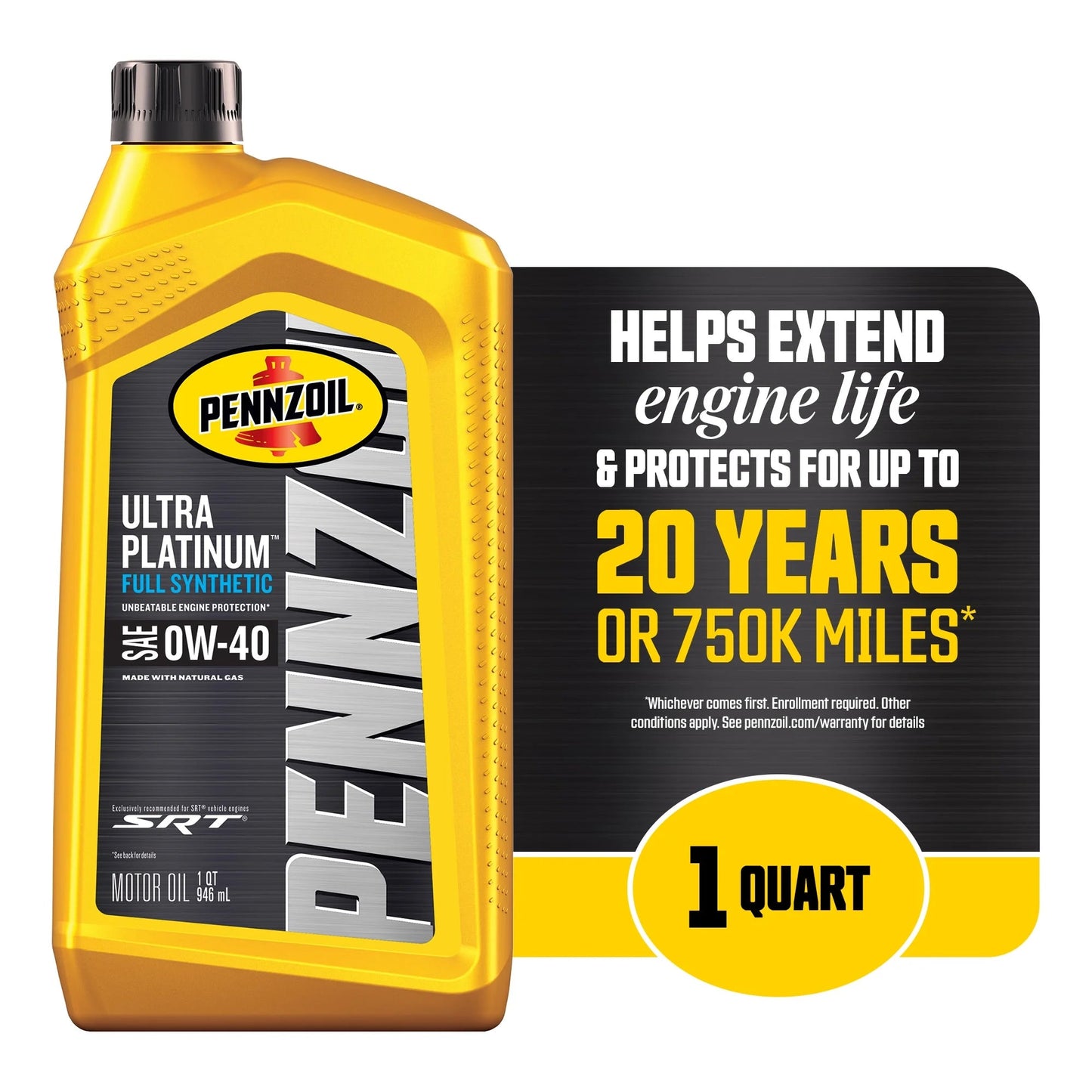 Ultra Platinum Full Synthetic 0W-40 Motor Oil, 1 Quart