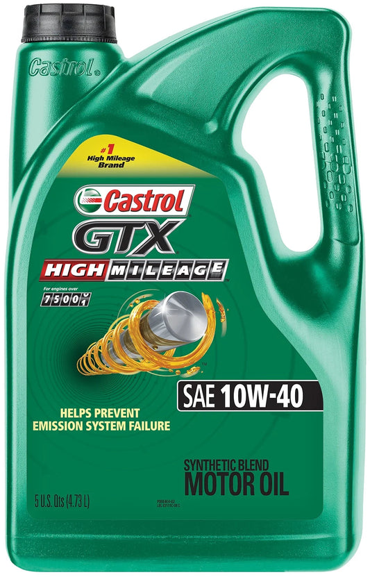 GTX High Mileage 10W-40 Synthetic Blend Motor Oil, 5 QT