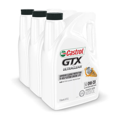 GTX Ultraclean 0W-20 Synthetic Blend Motor Oil, 5 Quart, Case of 3