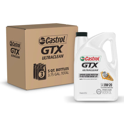 GTX Ultraclean 0W-20 Synthetic Blend Motor Oil, 5 Quart, Case of 3