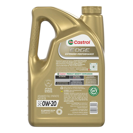 Edge Extended Performance, Advanced Full Synthetic Motor Oil 0W-20, 5 Qt (3 Pack)
