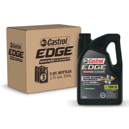 Edge High Mileage 10W-30 Advanced Full Synthetic Motor Oil, 5 Quarts, Case of 3