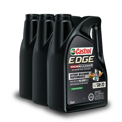Edge High Mileage 5W-20 Advanced Full Synthetic Motor Oil, 5 Quarts, Case of 3