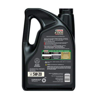 Edge High Mileage 5W-20 Advanced Full Synthetic Motor Oil, 5 Quarts, Case of 3