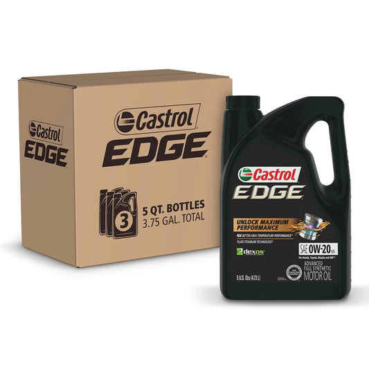 Edge 0W-20 Advanced Full Synthetic Motor Oil, 5 Quarts, Case of 3