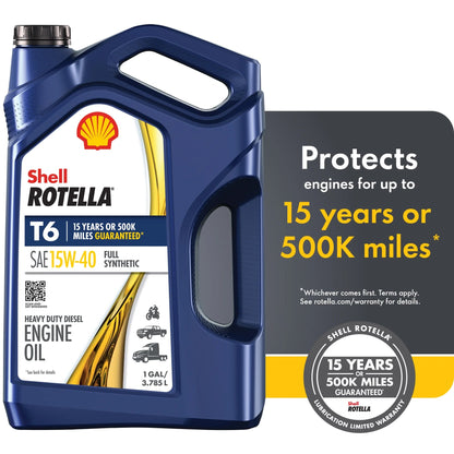 (3 Pack) Shell  T6 Full Synthetic 15W-40 Motor Oil, 1 Gallon (3 Pack)