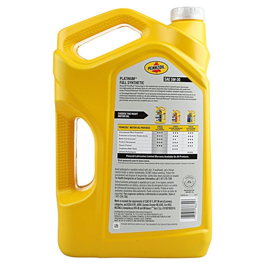 Platinum Full Synthetic Motor Oil, 5W-30, 5 Qt