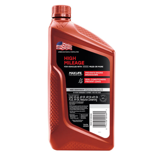 High Mileage Maxlife 5W-20 Synthetic Blend Motor Oil 1 QT